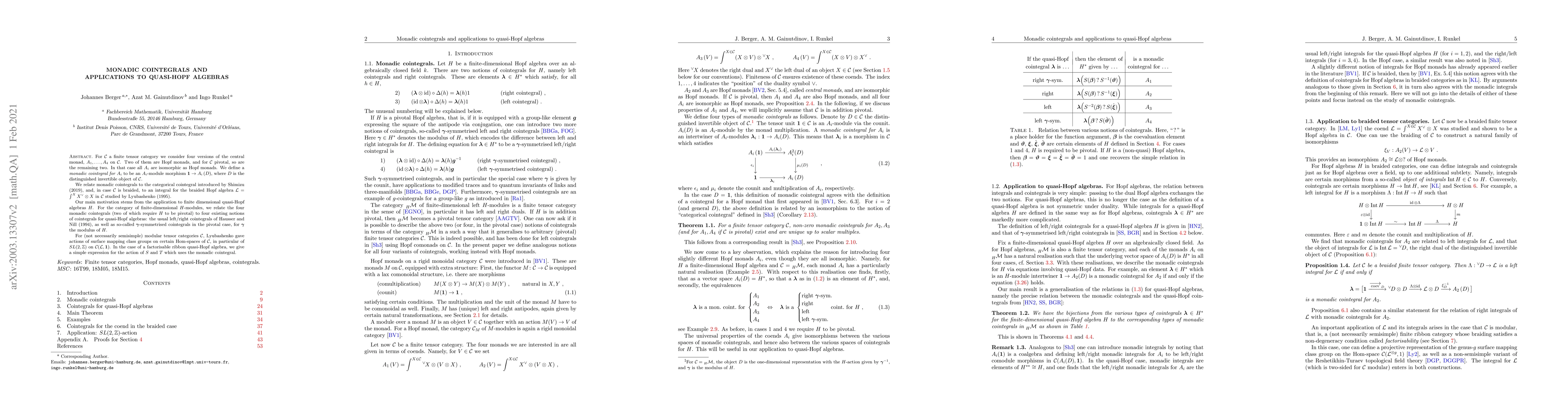 Thumbnail for Monadic cointegrals and applications to quasi-Hopf algebras