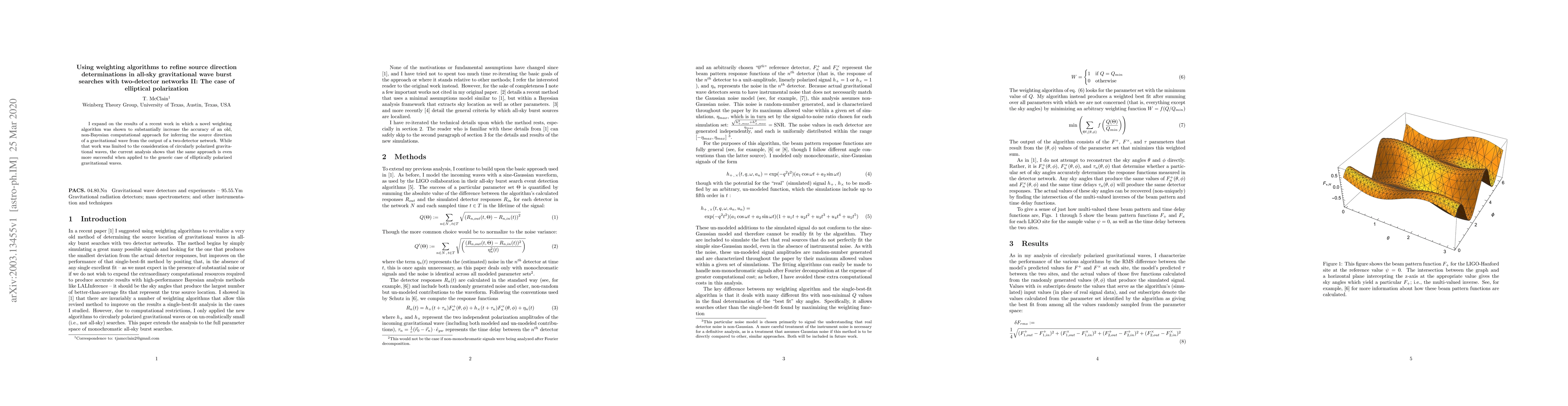 Thumbnail for Using weighting algorithms to refine source direction determinations in
  all-sky gravitational wave burst searches with two-detector networks II: The
  case of elliptical polarization