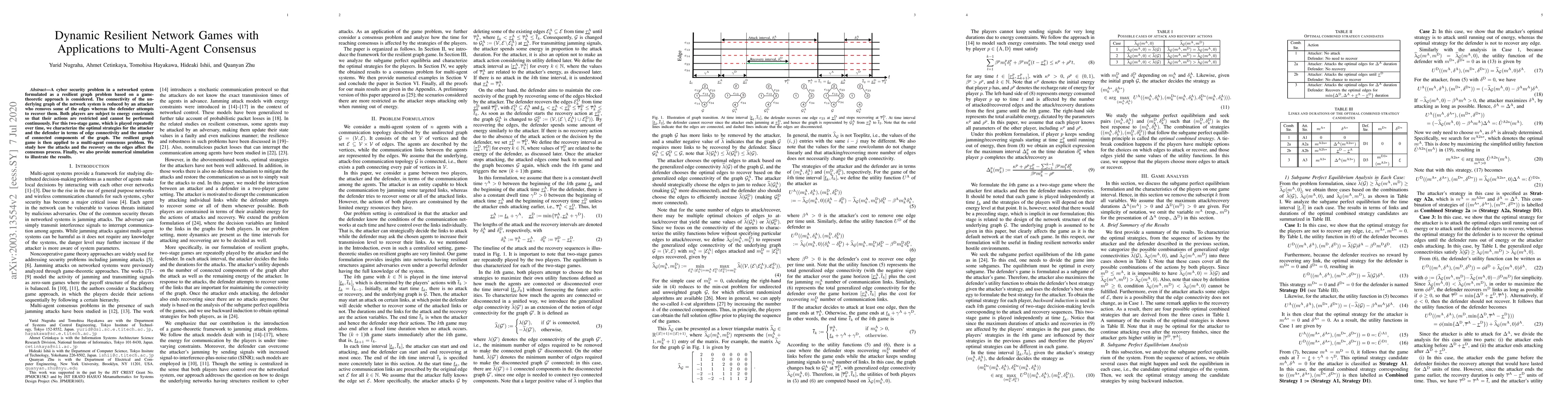 Thumbnail for Dynamic Resilient Network Games with Applications to Multi-Agent
  Consensus