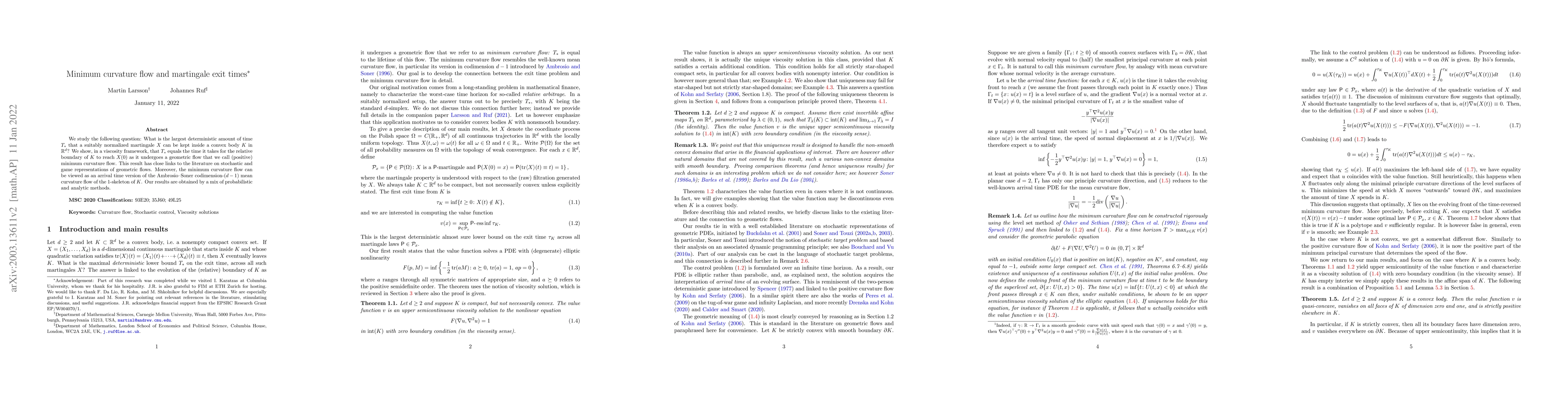 Thumbnail for Minimum curvature flow and martingale exit times