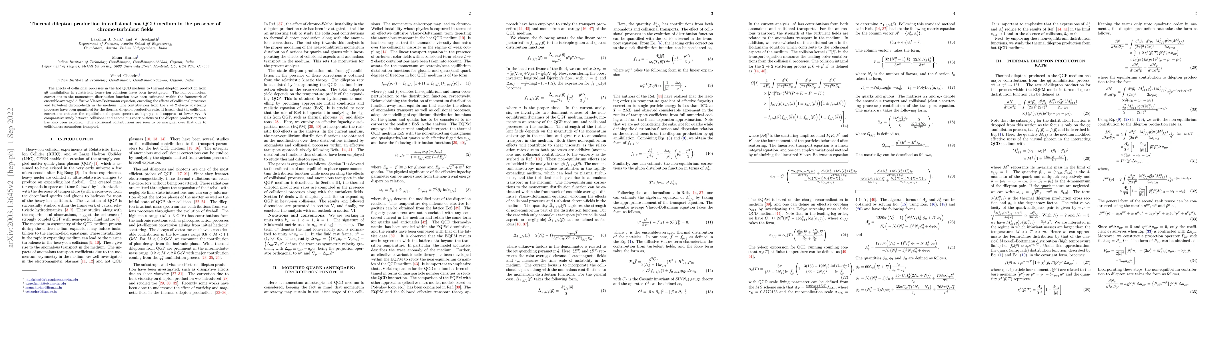 Thumbnail for Thermal dilepton production in collisional hot QCD medium in the
  presence of chromo-turbulent fields