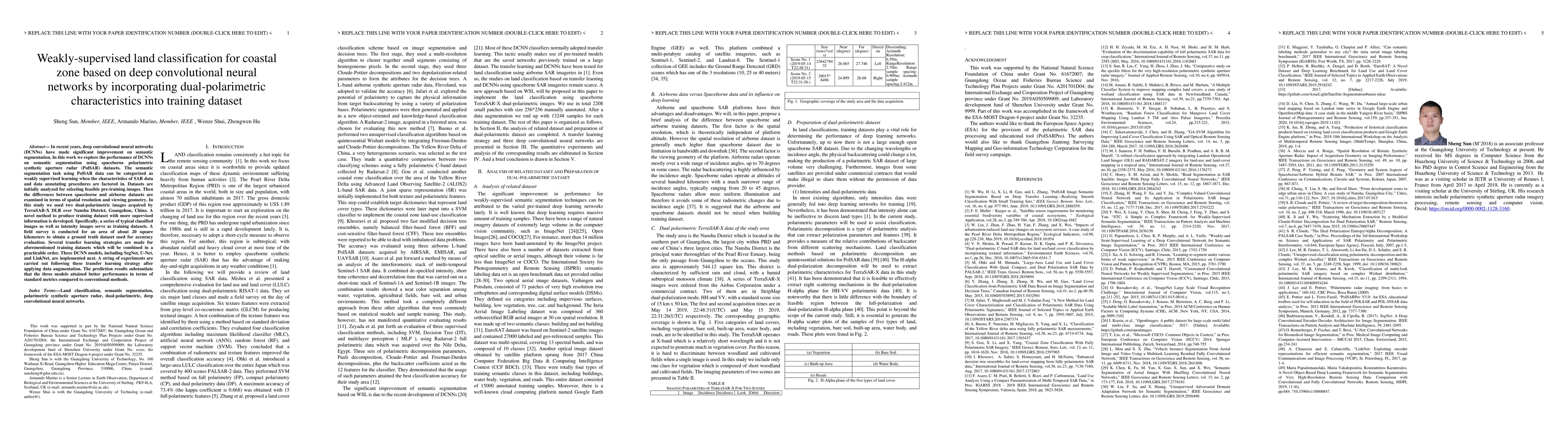 Thumbnail for Weakly-supervised land classification for coastal zone based on deep
  convolutional neural networks by incorporating dual-polarimetric
  characteristics into training dataset