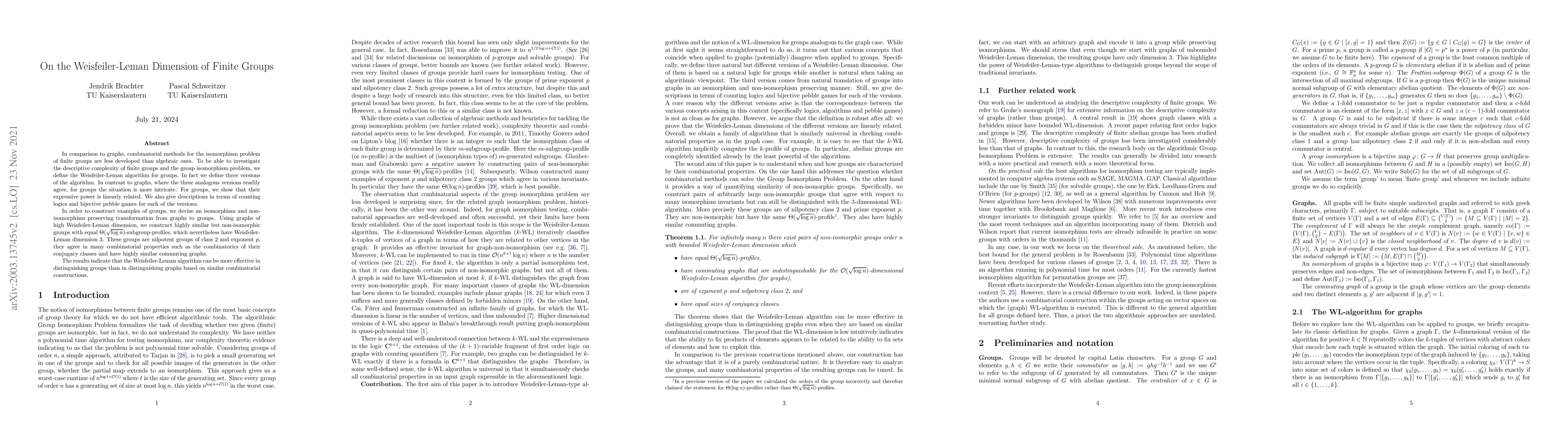 Thumbnail for On the Weisfeiler-Leman Dimension of Finite Groups