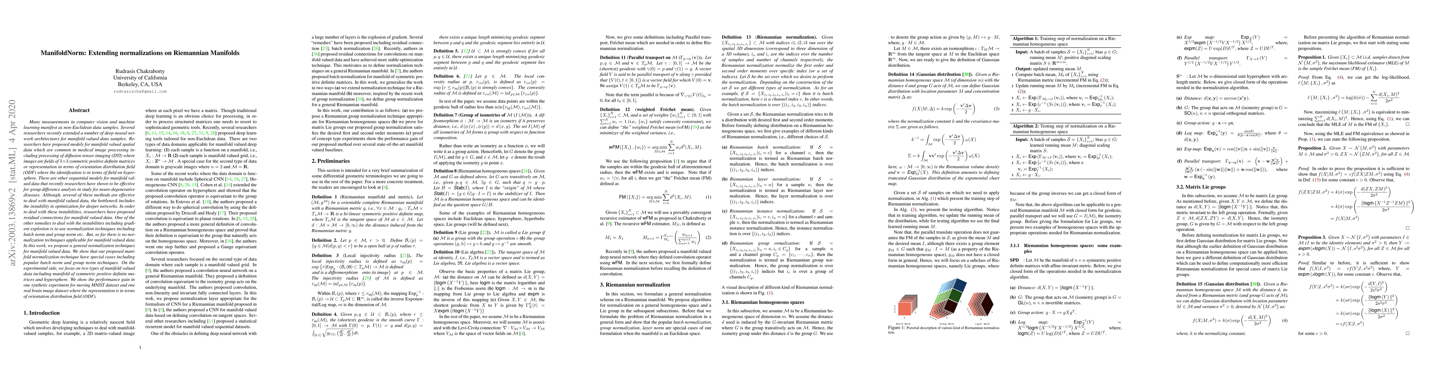 Thumbnail for ManifoldNorm: Extending normalizations on Riemannian Manifolds