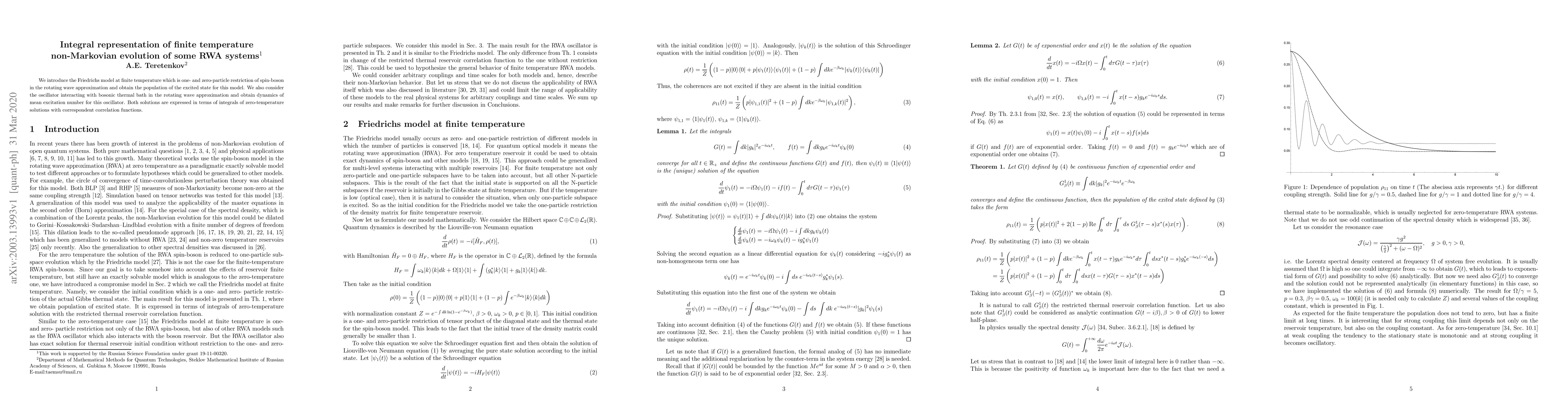 Thumbnail for Integral representation of finite temperature non-Markovian evolution of
  some RWA systems