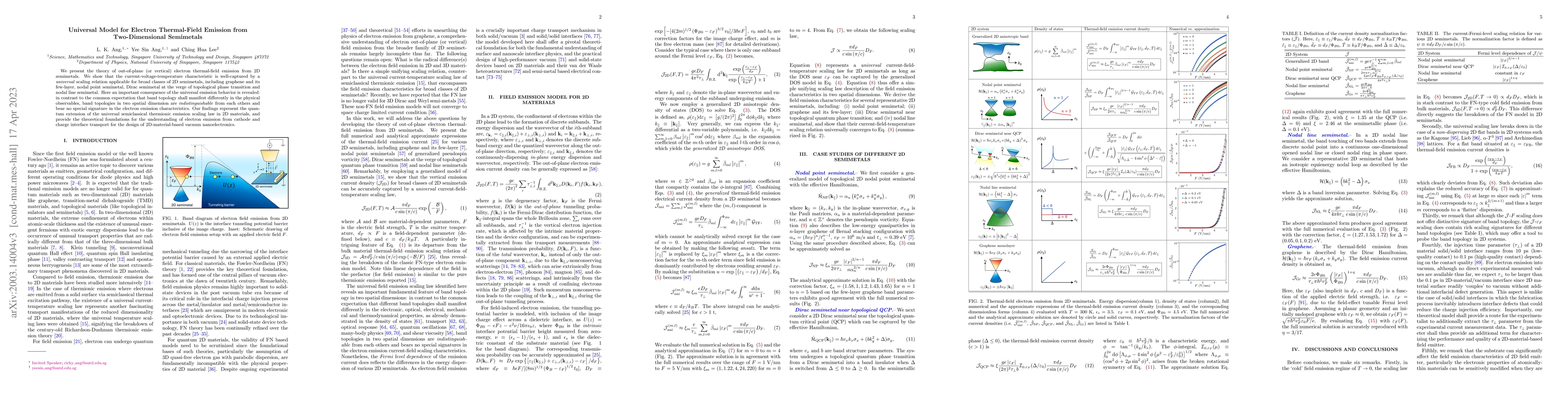 Thumbnail for Universal model for electron thermal-field emission from two-dimensional
  semimetals