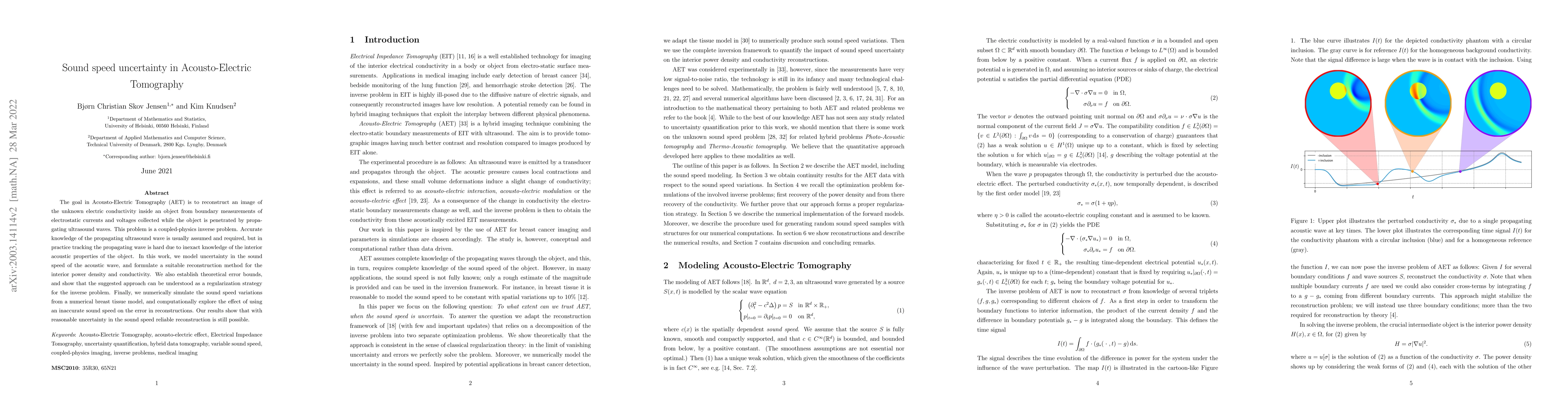 Thumbnail for Sound speed uncertainty in Acousto-Electric Tomography