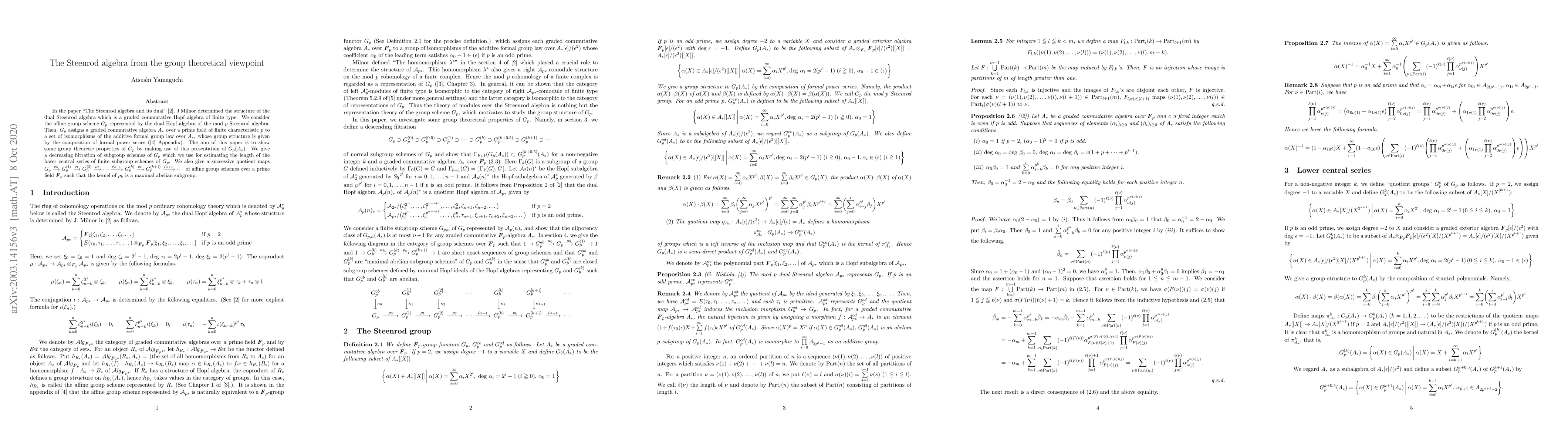 Thumbnail for The Steenrod algebra from the group theoretical viewpoint