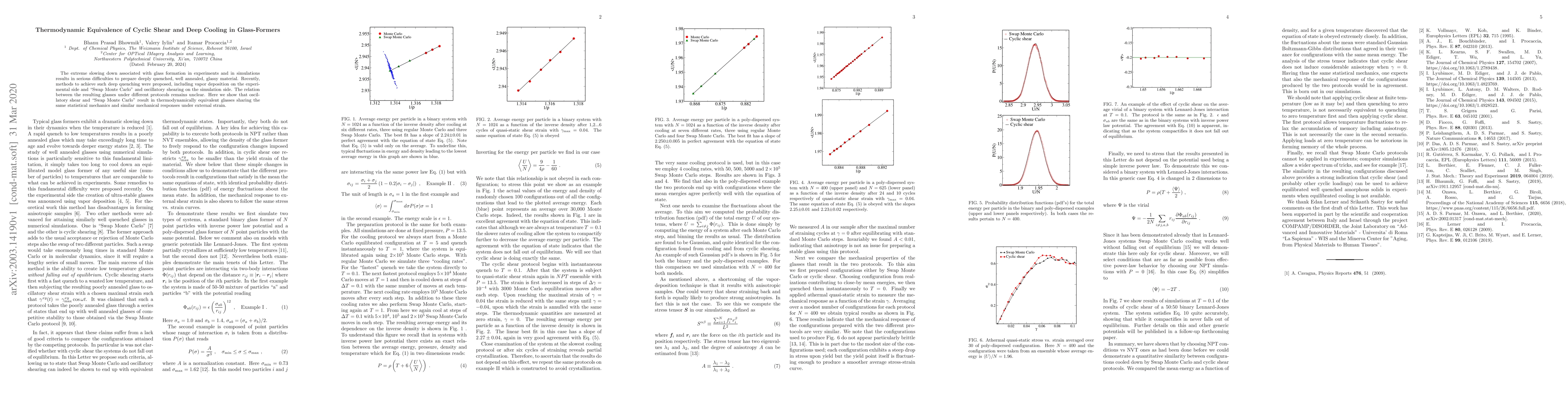 Thumbnail for Thermodynamic Equivalence of Cyclic Shear and Deep Cooling in
  Glass-Formers