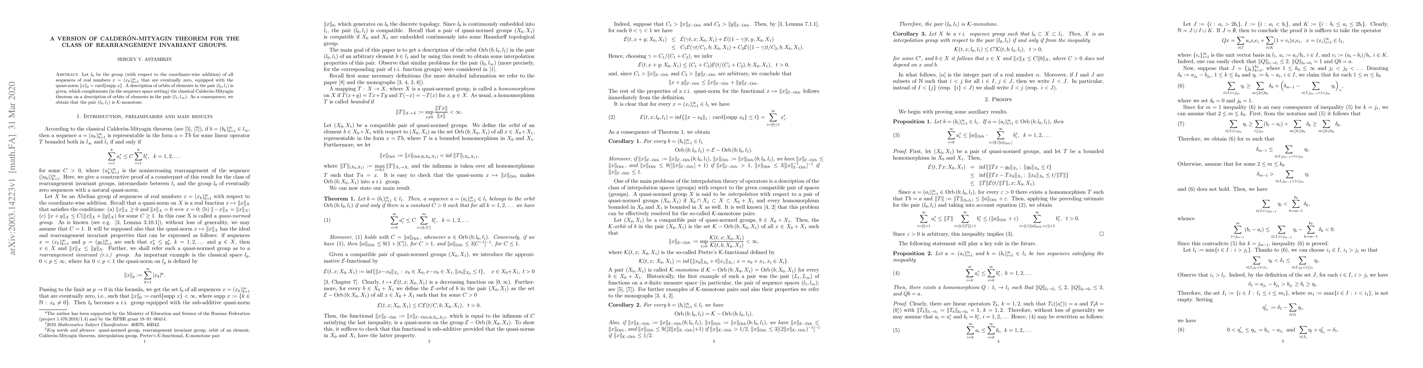 Thumbnail for A version of Calder\'{o}n-Mityagin theorem for the class of
  rearrangement invariant groups