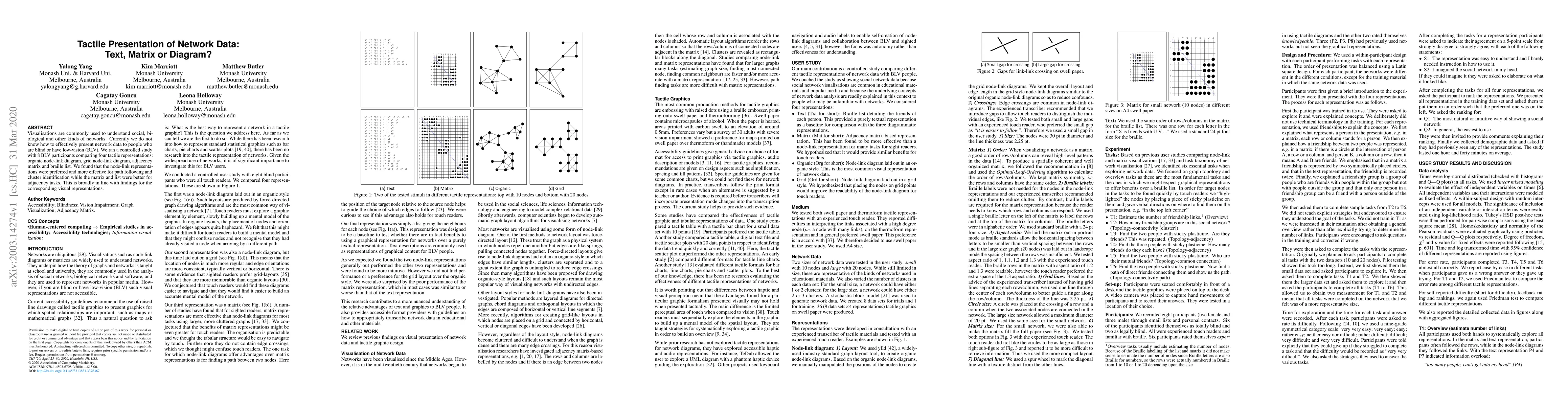 Thumbnail for Tactile Presentation of Network Data: Text, Matrix or Diagram?