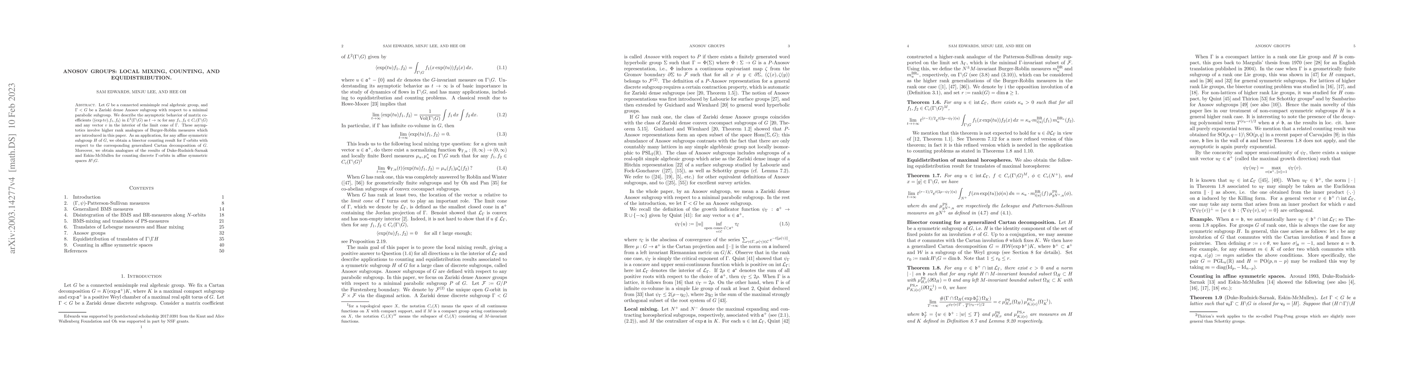 Thumbnail for Anosov groups: local mixing, counting, and equidistribution