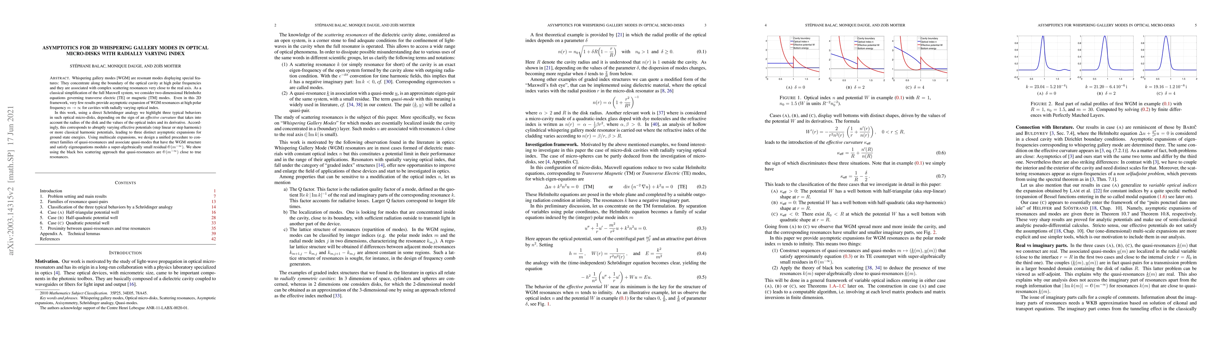 Thumbnail for Asymptotics for 2D whispering gallery modes in optical micro-disks with
  radially varying index