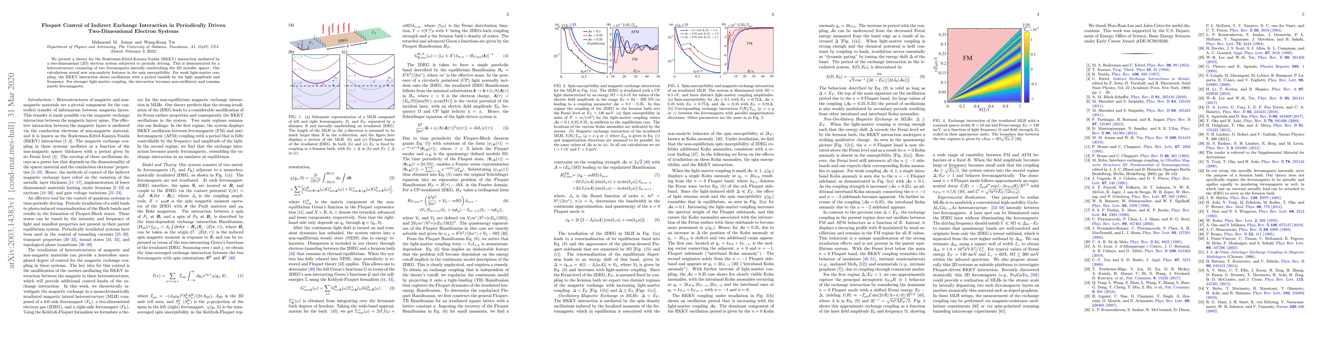 Thumbnail for Floquet Control of Indirect Exchange Interaction in Periodically Driven
  Two-Dimensional Electron Systems