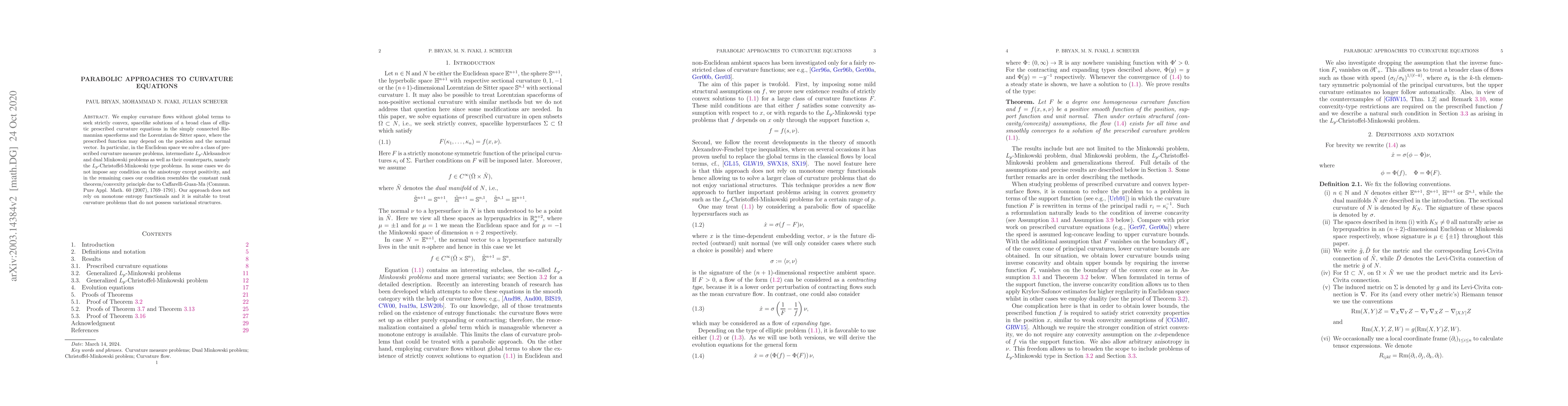Thumbnail for Parabolic approaches to curvature equations