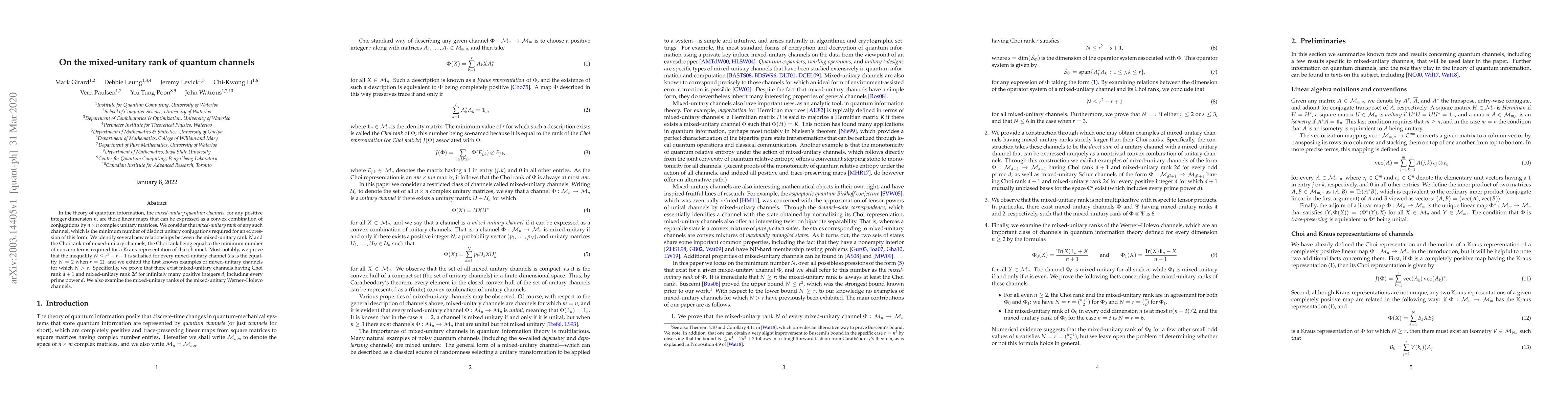 Thumbnail for On the mixed-unitary rank of quantum channels