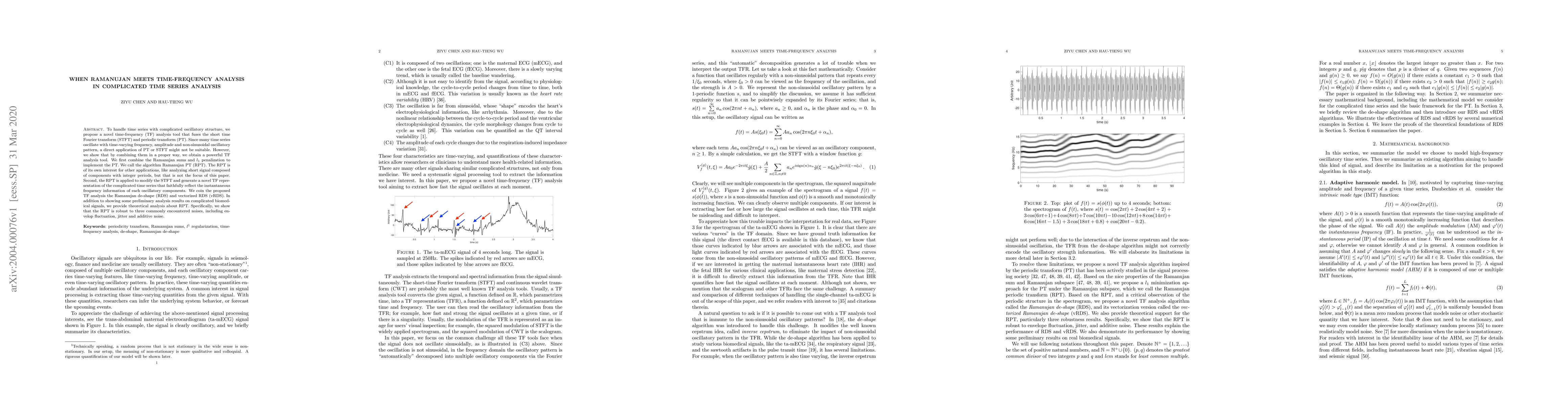 Thumbnail for When Ramanujan meets time-frequency analysis in complicated time series
  analysis