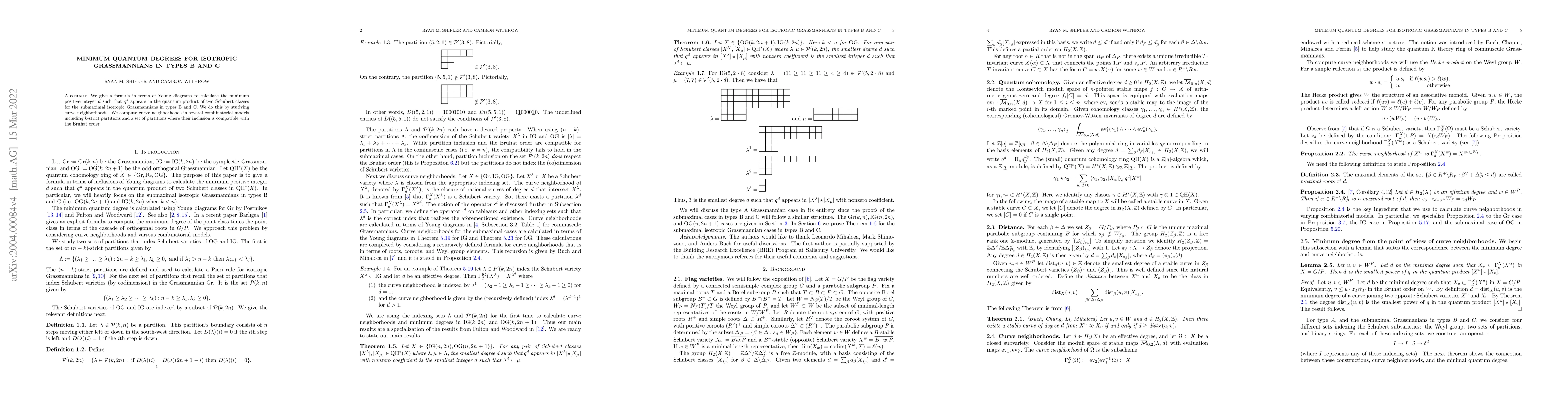 Thumbnail for Minimum Quantum Degrees for Isotropic Grassmannians in Types B and C