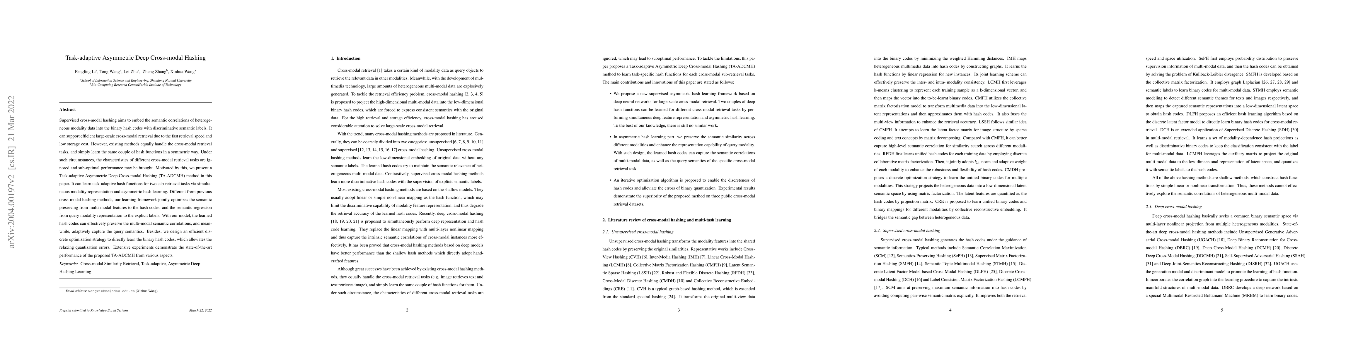 Thumbnail for Task-adaptive Asymmetric Deep Cross-modal Hashing
