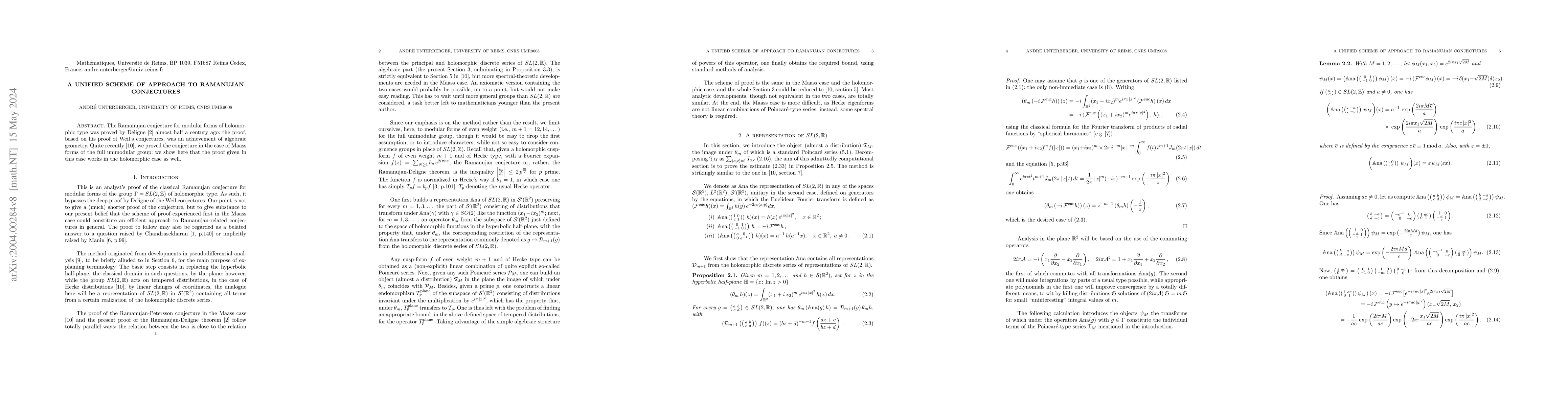 Thumbnail for A unified scheme of approach to the Ramanujan conjecture
