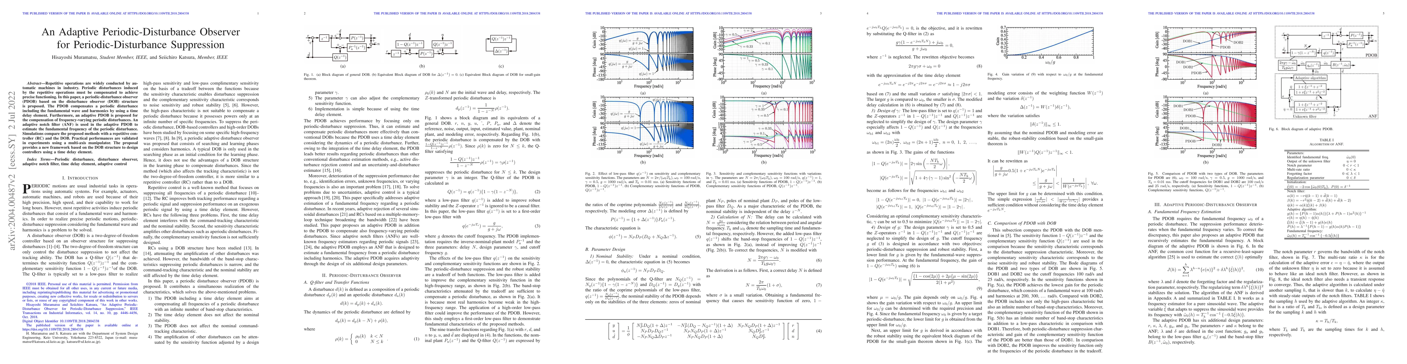 Thumbnail for An Adaptive Periodic-Disturbance Observer for Periodic-Disturbance
  Suppression