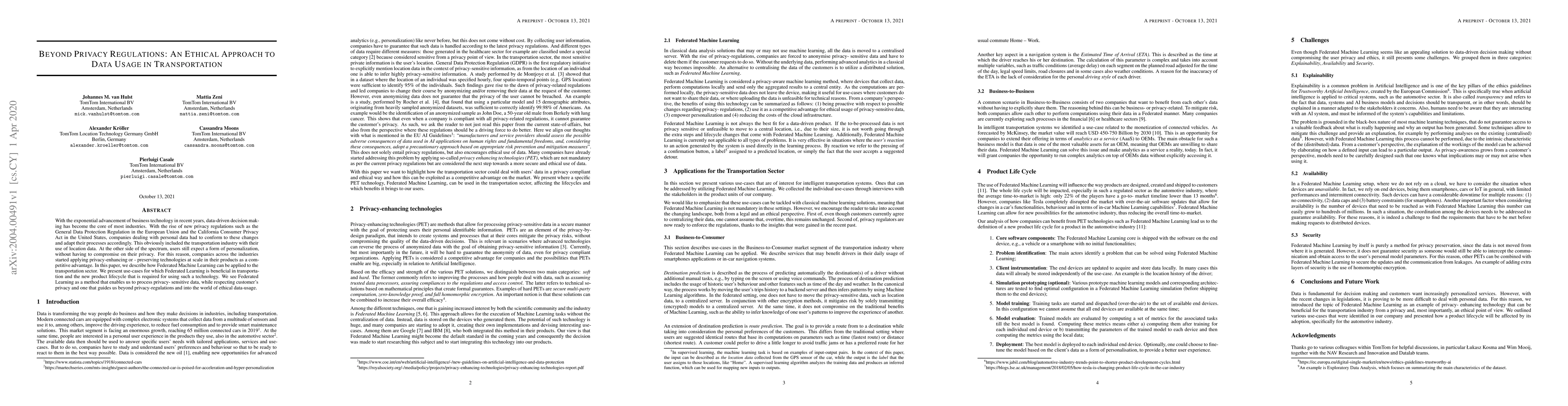 Thumbnail for Beyond privacy regulations: an ethical approach to data usage in
  transportation