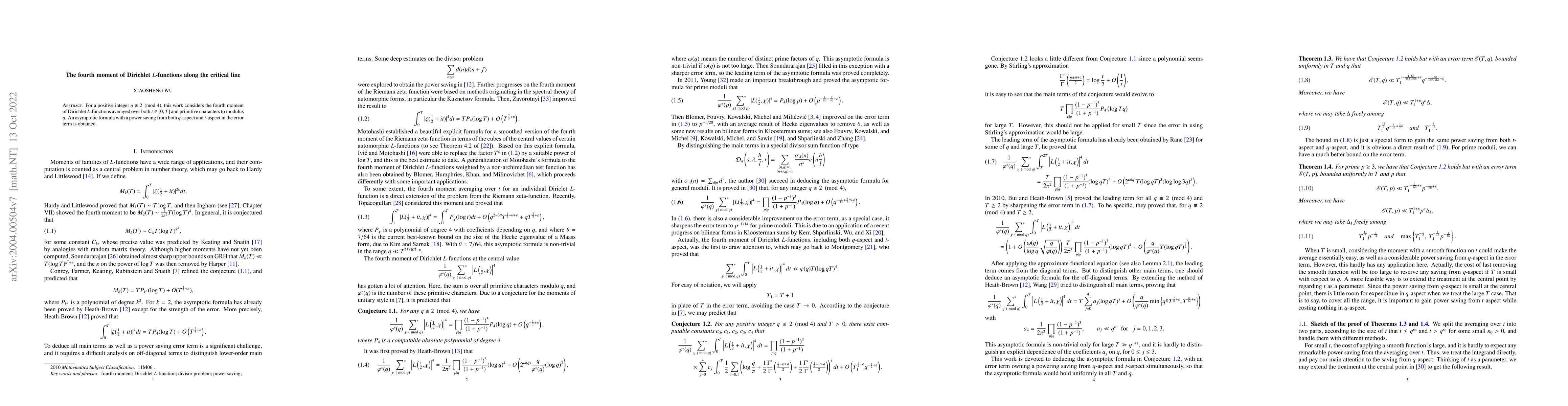 Thumbnail for The fourth moment of Dirichlet L-functions along the critical line