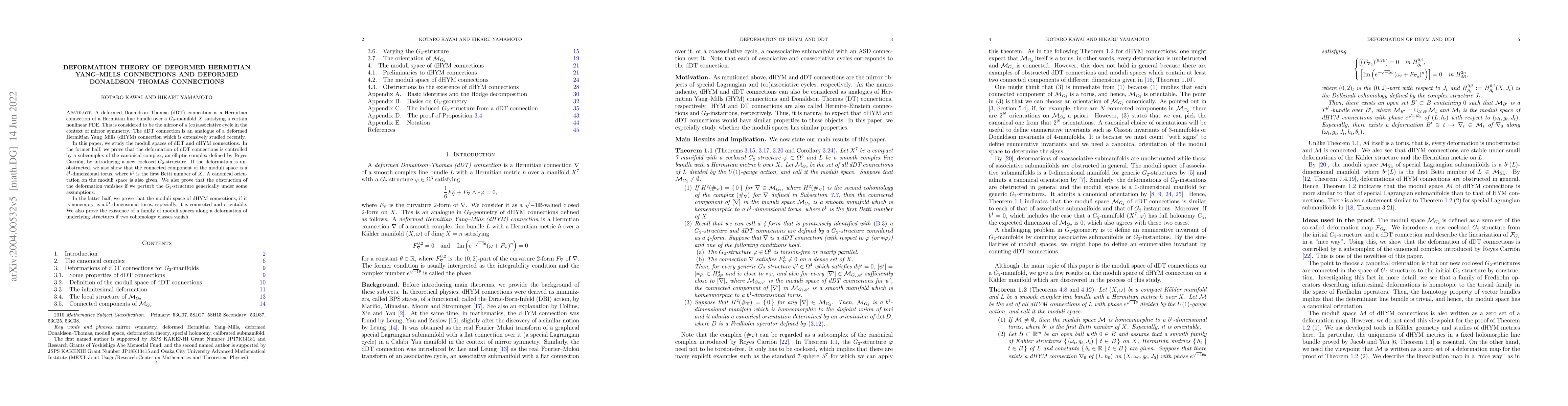 Thumbnail for Deformation theory of deformed Hermitian Yang-Mills connections and
  deformed Donaldson-Thomas connections