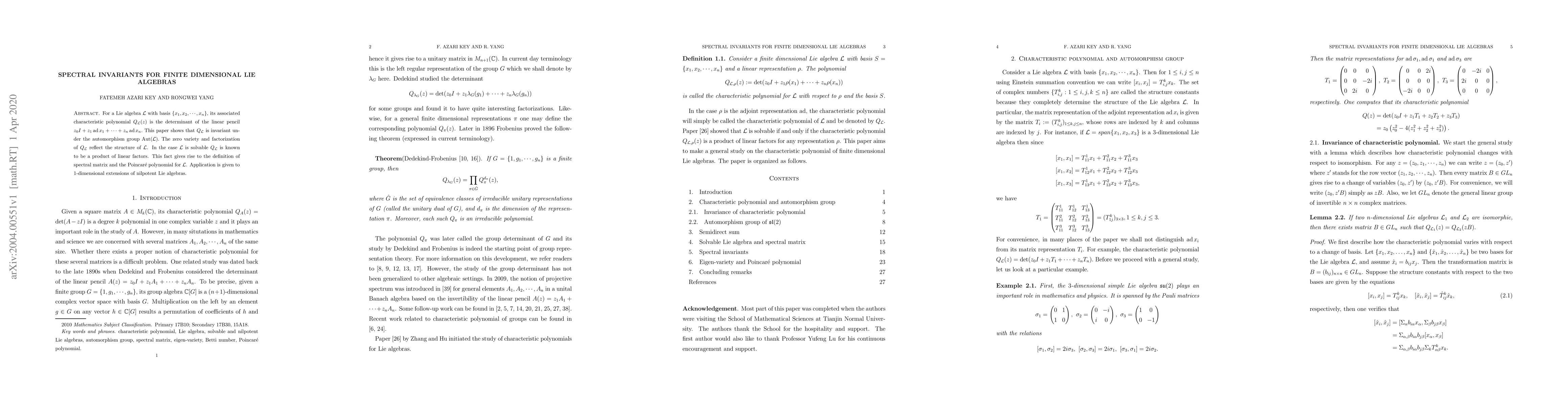 Thumbnail for Spectral invariants for finite dimensional Lie algebras