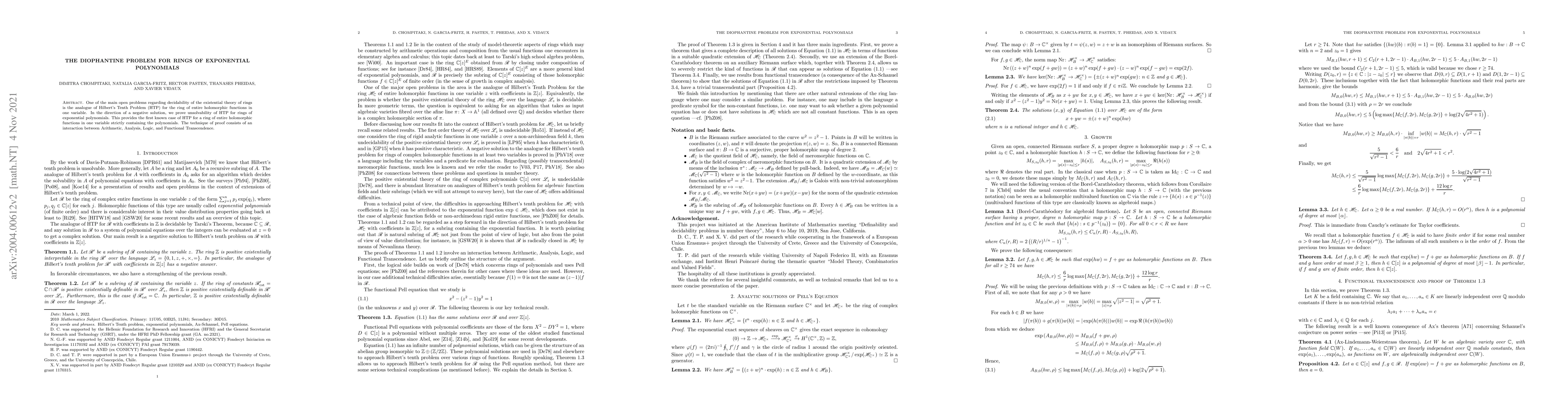 Thumbnail for The Diophantine problem for rings of exponential polynomials