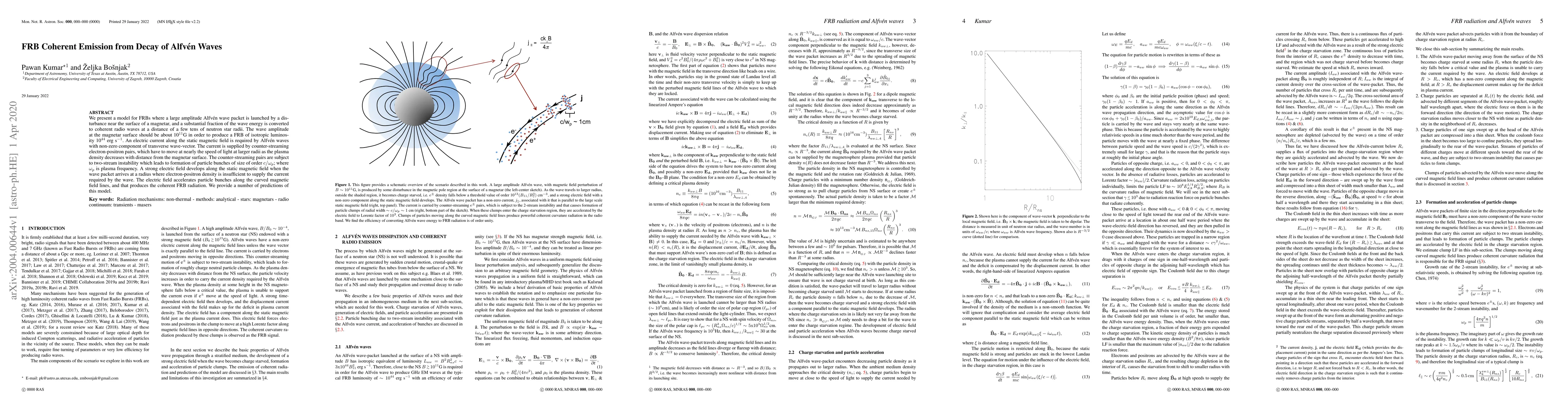 Thumbnail for FRB Coherent Emission from Decay of Alfven Waves