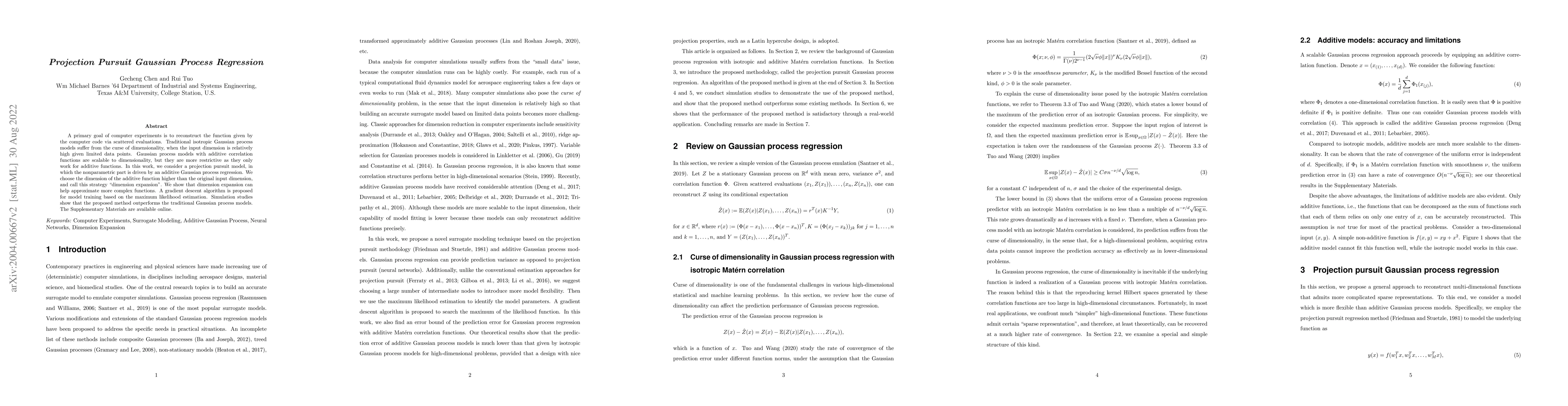 Thumbnail for Projection Pursuit Gaussian Process Regression