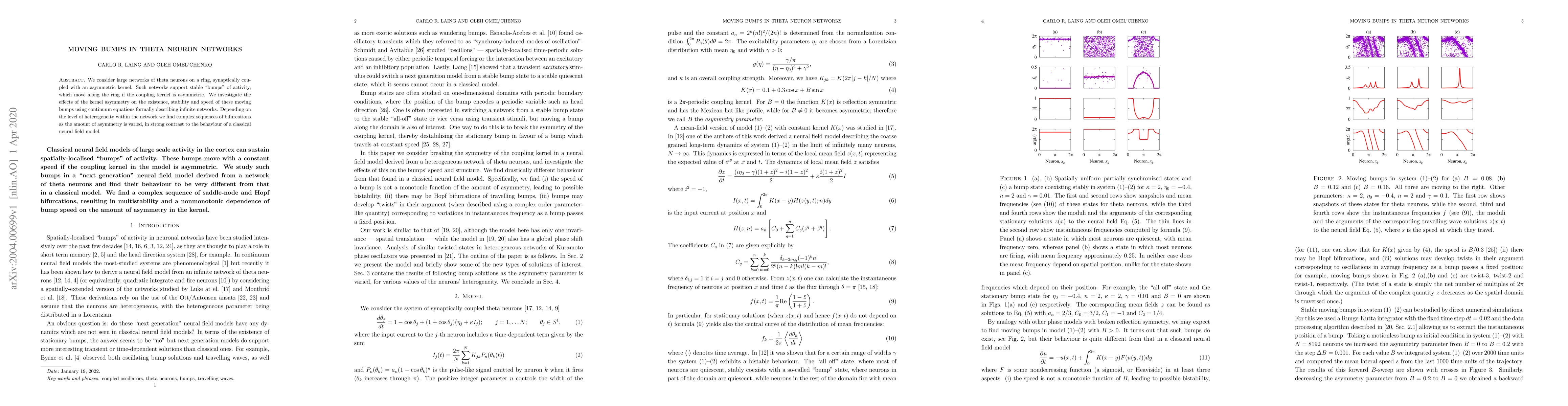 Thumbnail for Moving bumps in theta neuron networks