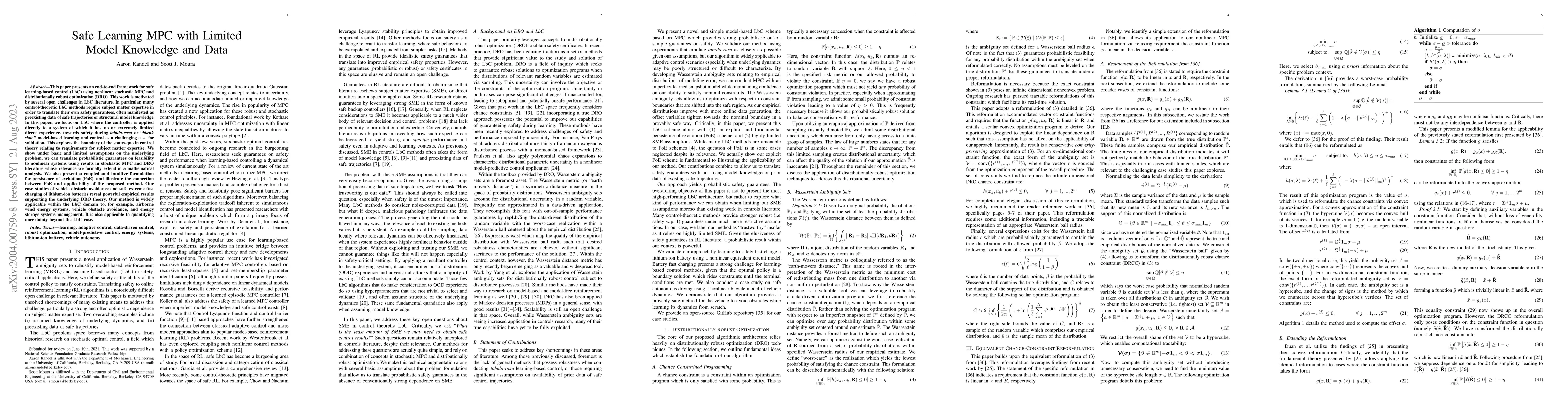 Thumbnail for Safe Learning MPC with Limited Model Knowledge and Data
