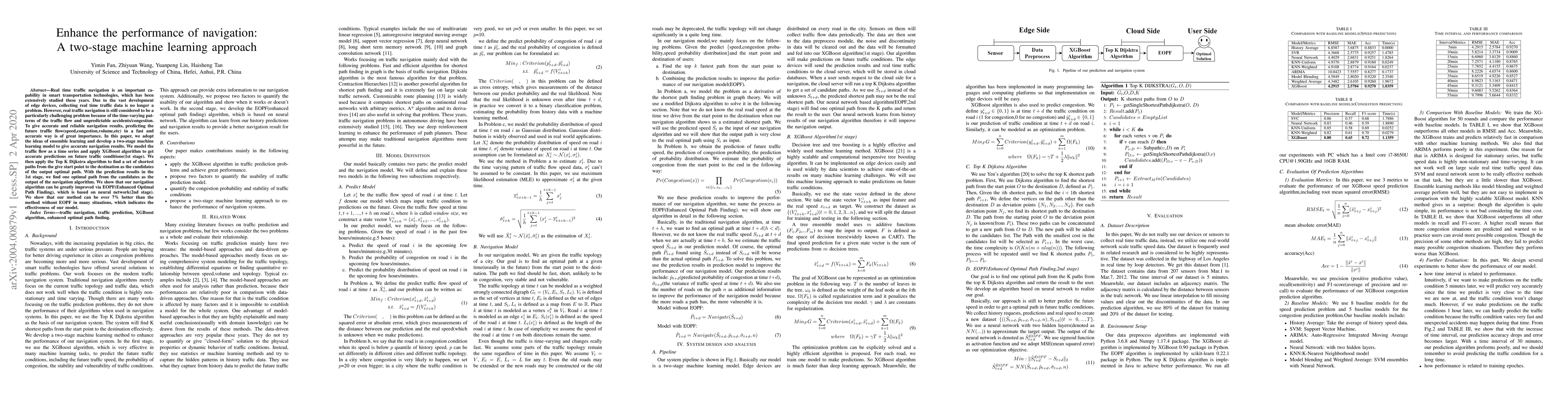 Thumbnail for Enhance the performance of navigation: A two-stage machine learning
  approach