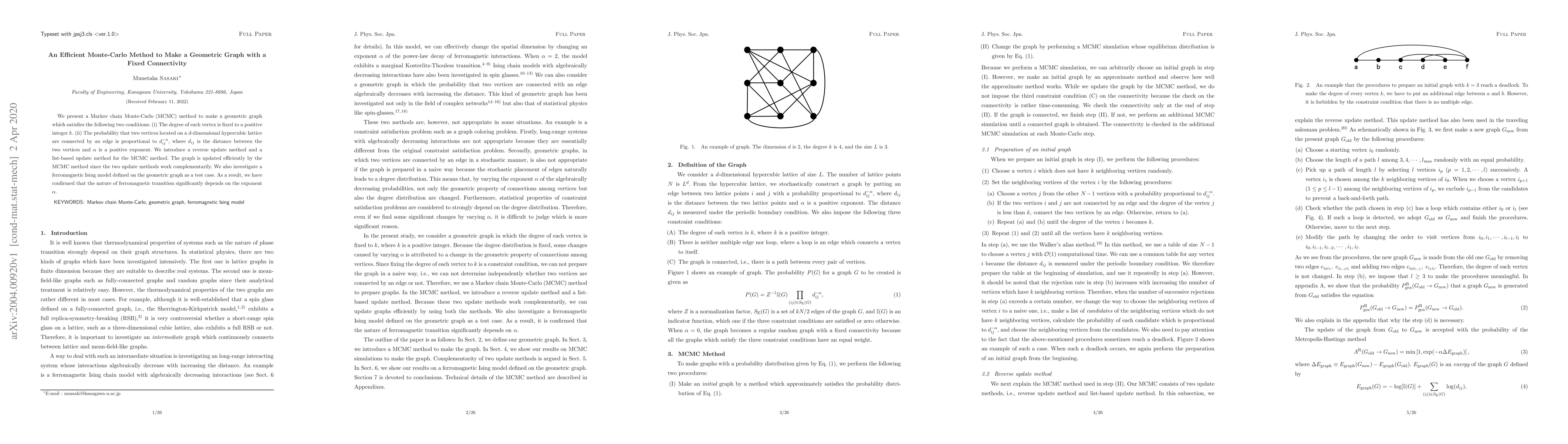 Thumbnail for An Efficient Monte-Carlo Method to Make a Geometric Graph with a Fixed
  Connectivity