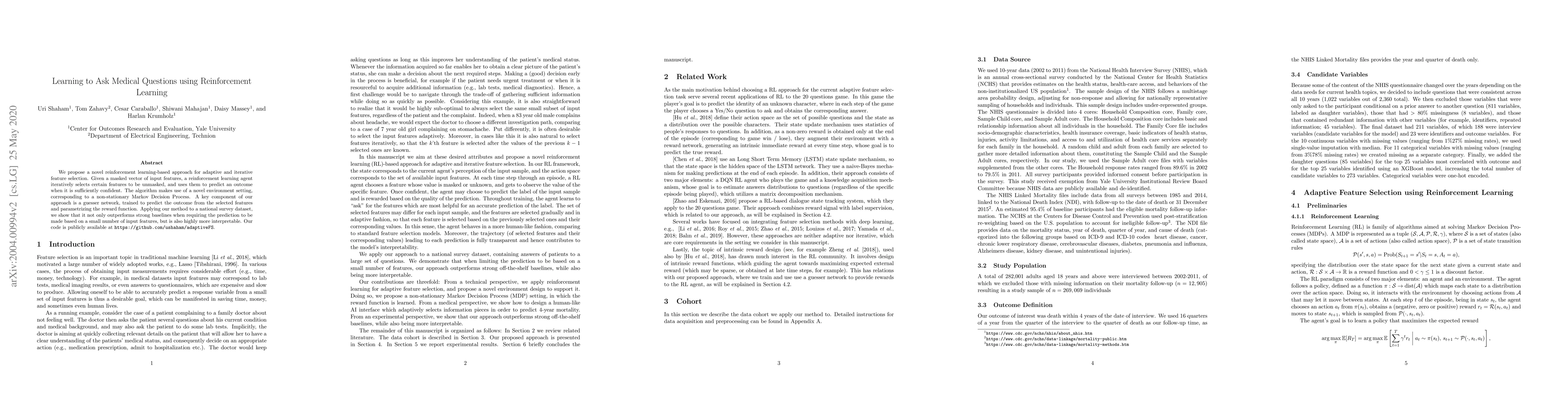 Thumbnail for Learning to Ask Medical Questions using Reinforcement Learning
