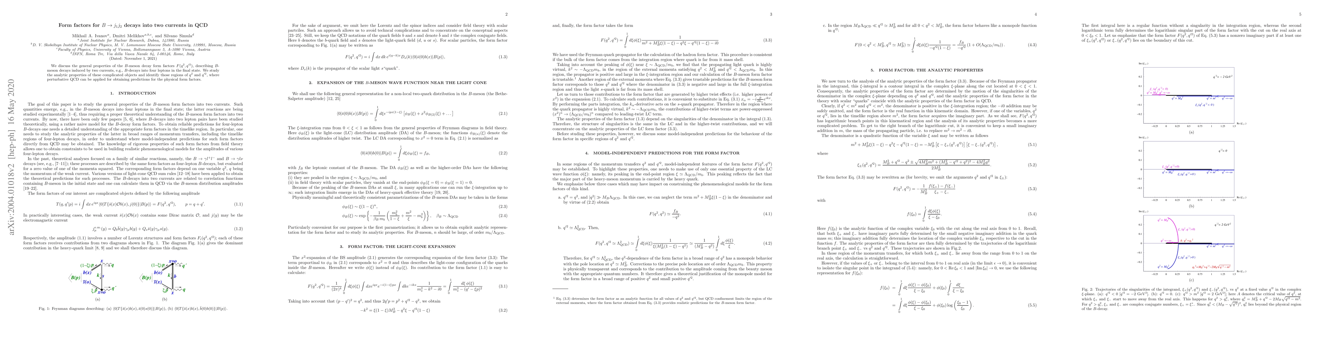 Thumbnail for Form factors for $B\to j_1j_2$ decays into two currents in QCD