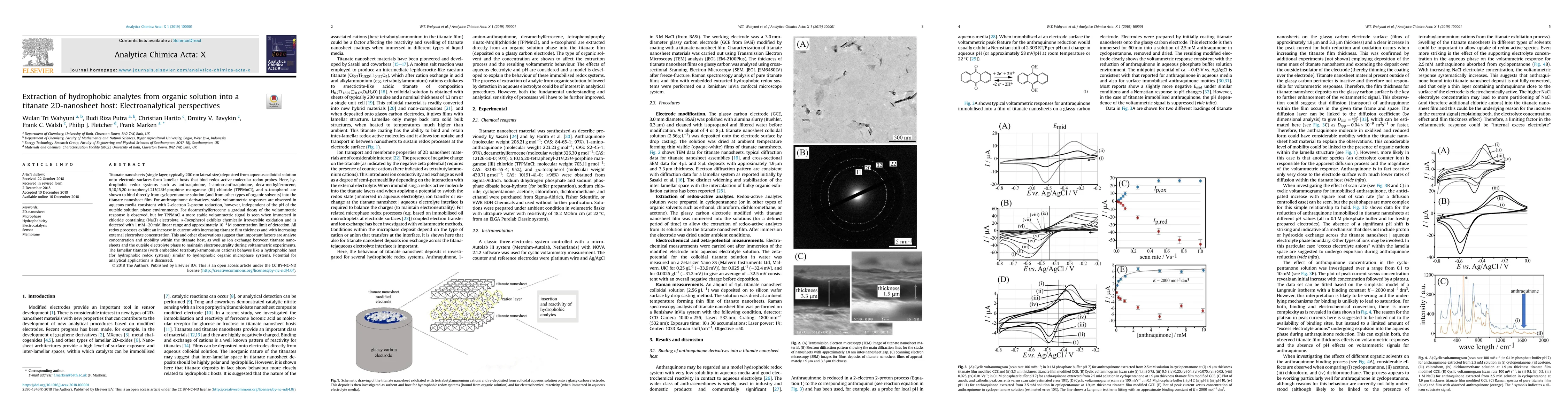 Thumbnail for Extraction of hydrophobic analytes from organic solution into a titanate
  2D-nanosheet host: Electroanalytical perspectives