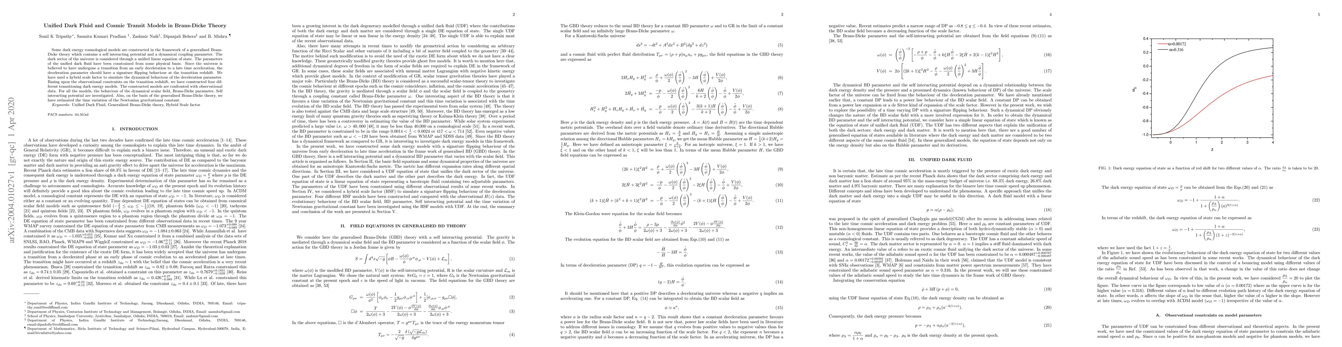 Thumbnail for Unified Dark Fluid and Cosmic Transit Models in Brans-Dicke Theory