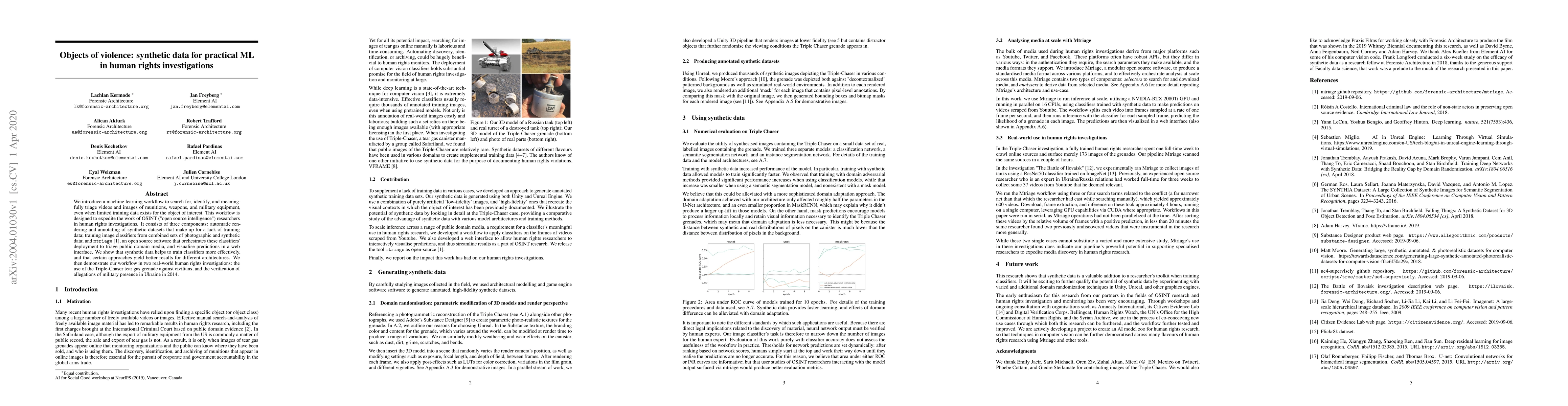 Thumbnail for Objects of violence: synthetic data for practical ML in human rights
  investigations