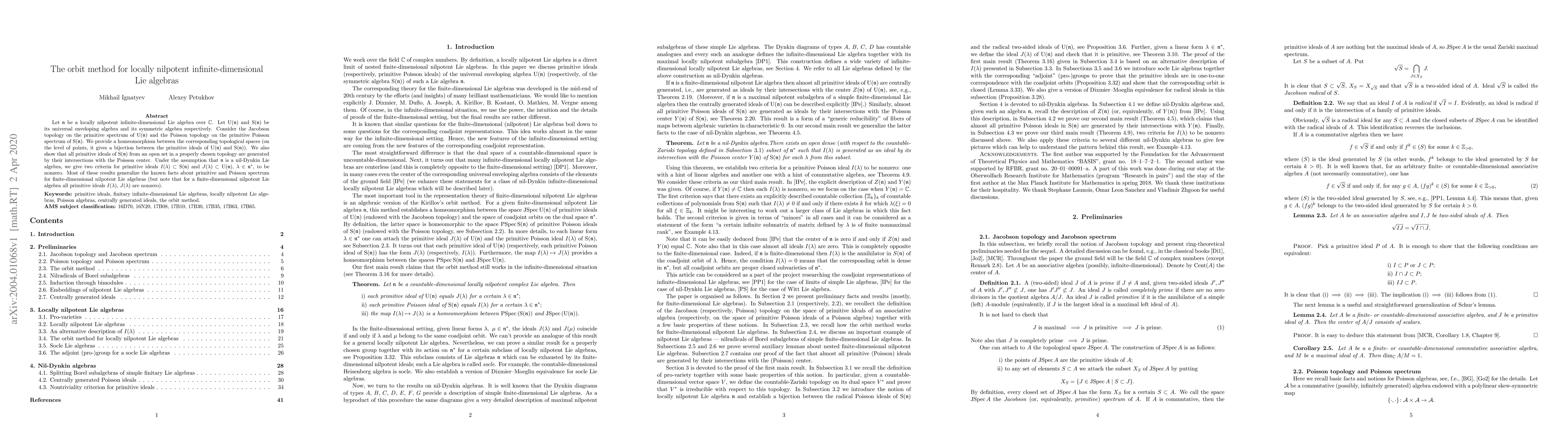 Thumbnail for The orbit method for locally nilpotent infinite-dimensional Lie algebras
