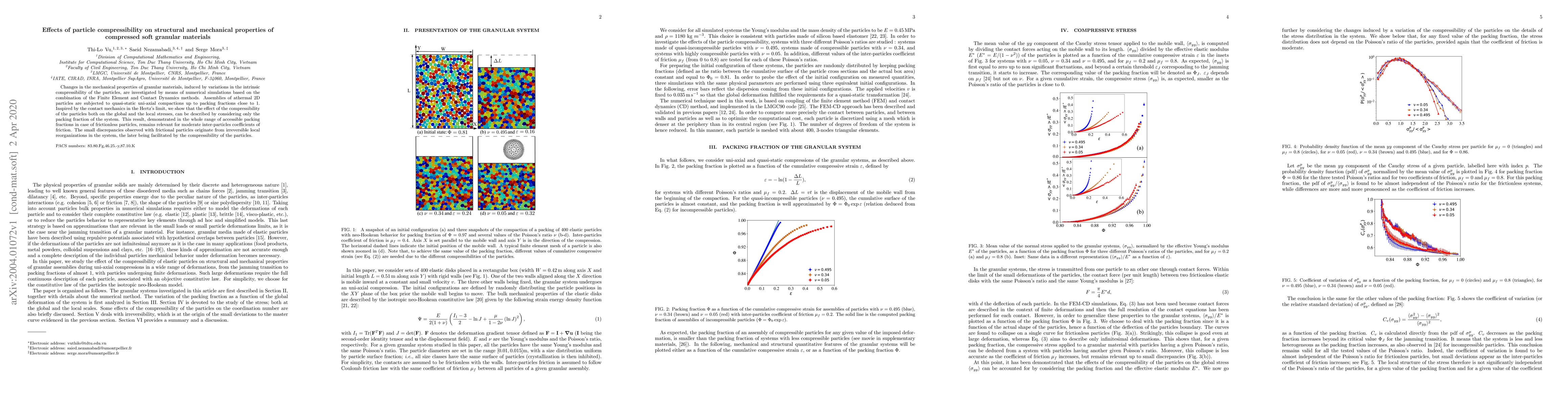 Thumbnail for Effects of particle compressibility on structural and mechanical
  properties of compressed soft granular materials