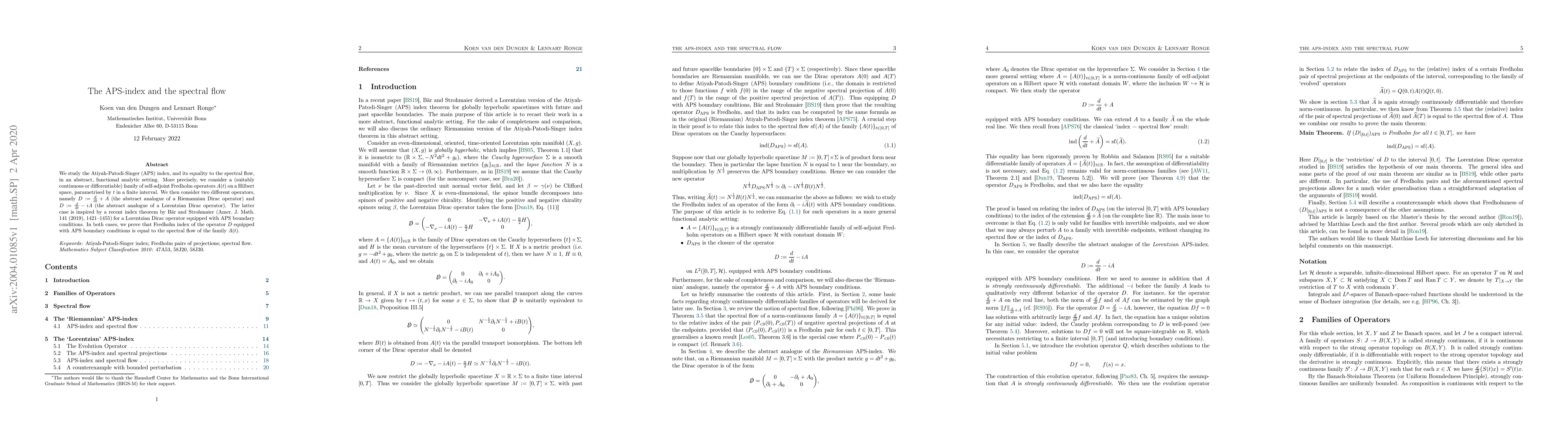 Thumbnail for The APS-index and the spectral flow