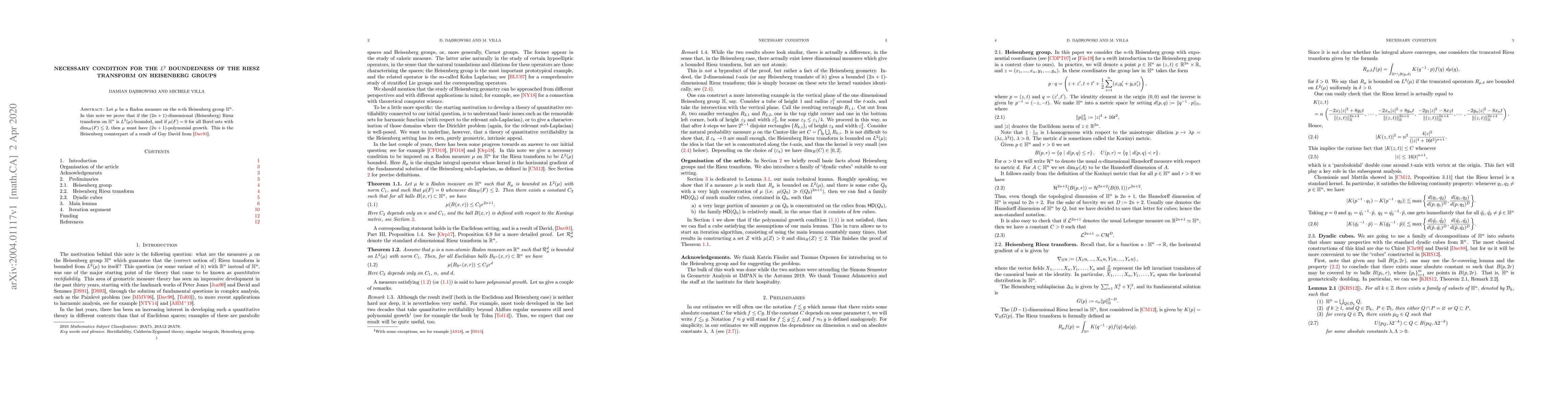 Thumbnail for Necessary condition for the $L^2$ boundedness of the Riesz transform on
  Heisenberg groups