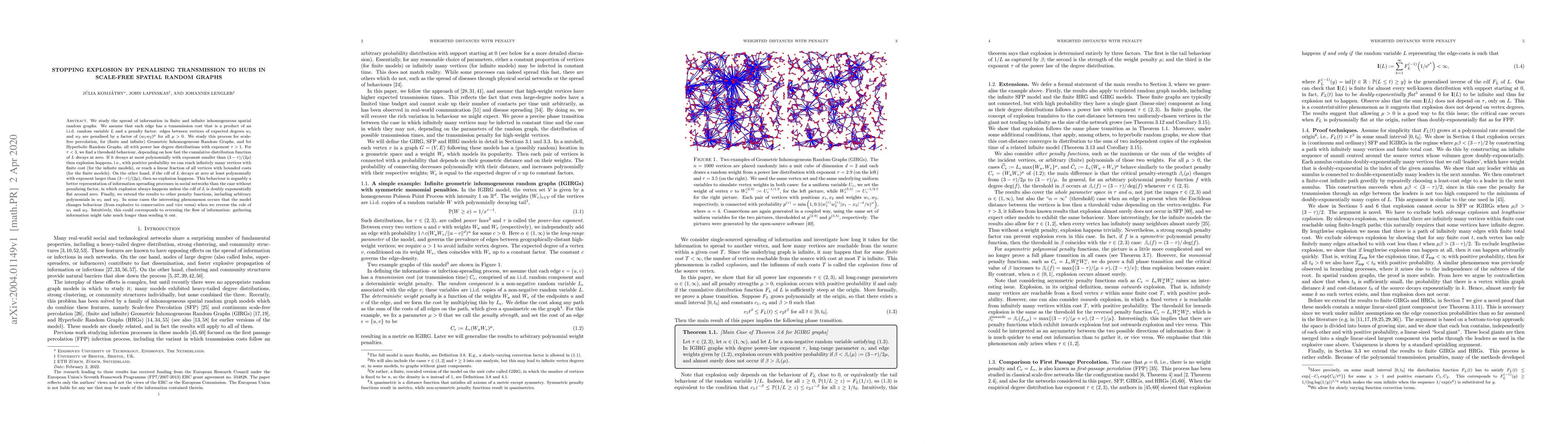 Thumbnail for Stopping explosion by penalising transmission to hubs in scale-free
  spatial random graphs