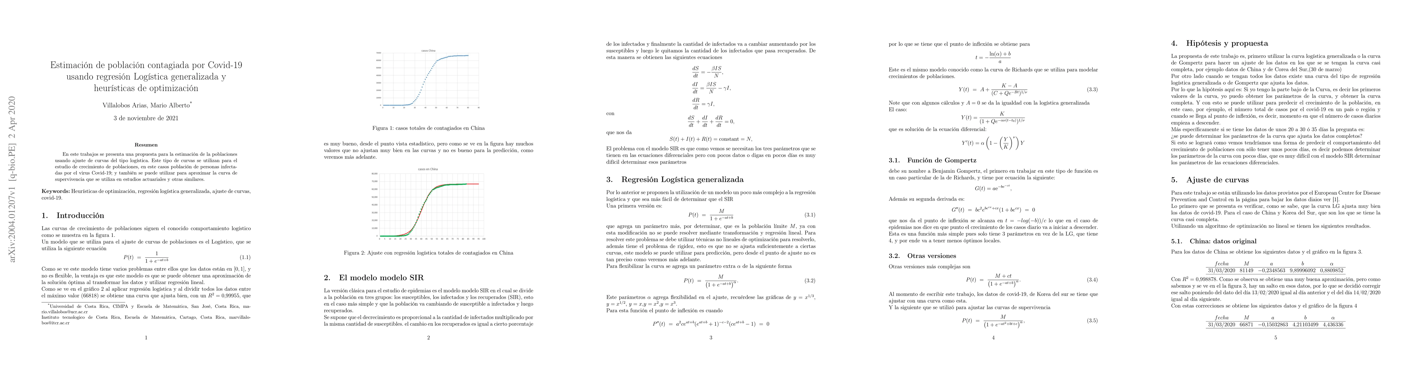 Thumbnail for Estimation of population infected by Covid-19 using regression
  Generalized logistics and optimization heuristics