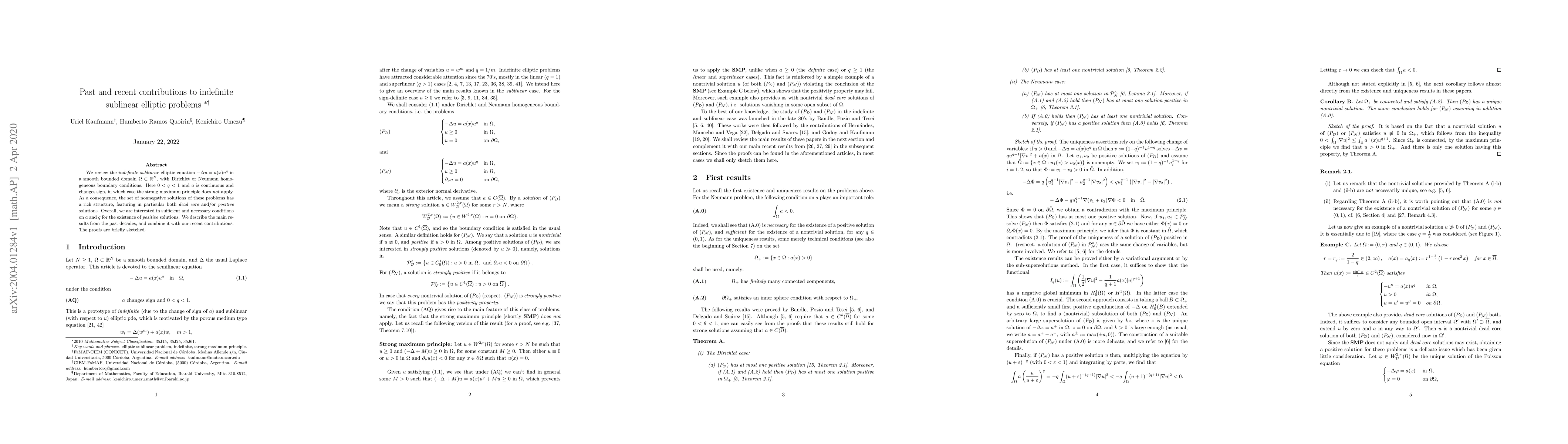 Thumbnail for Past and recent contributions to indefinite sublinear elliptic problems