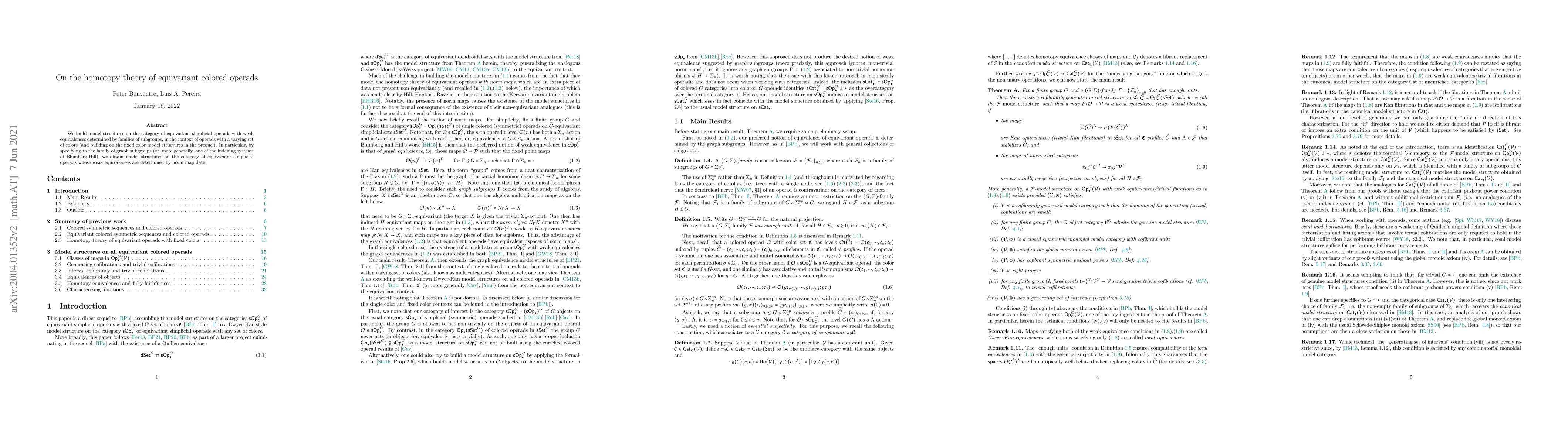Thumbnail for On the homotopy theory of equivariant colored operads