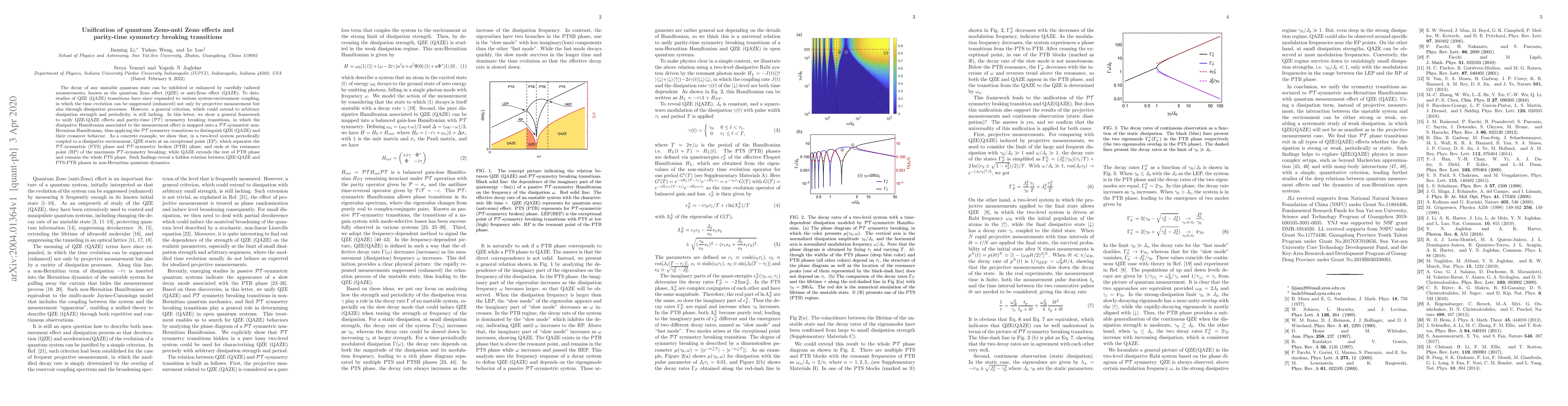 Thumbnail for Unification of quantum Zeno-anti Zeno effects and parity-time symmetry
  breaking transitions